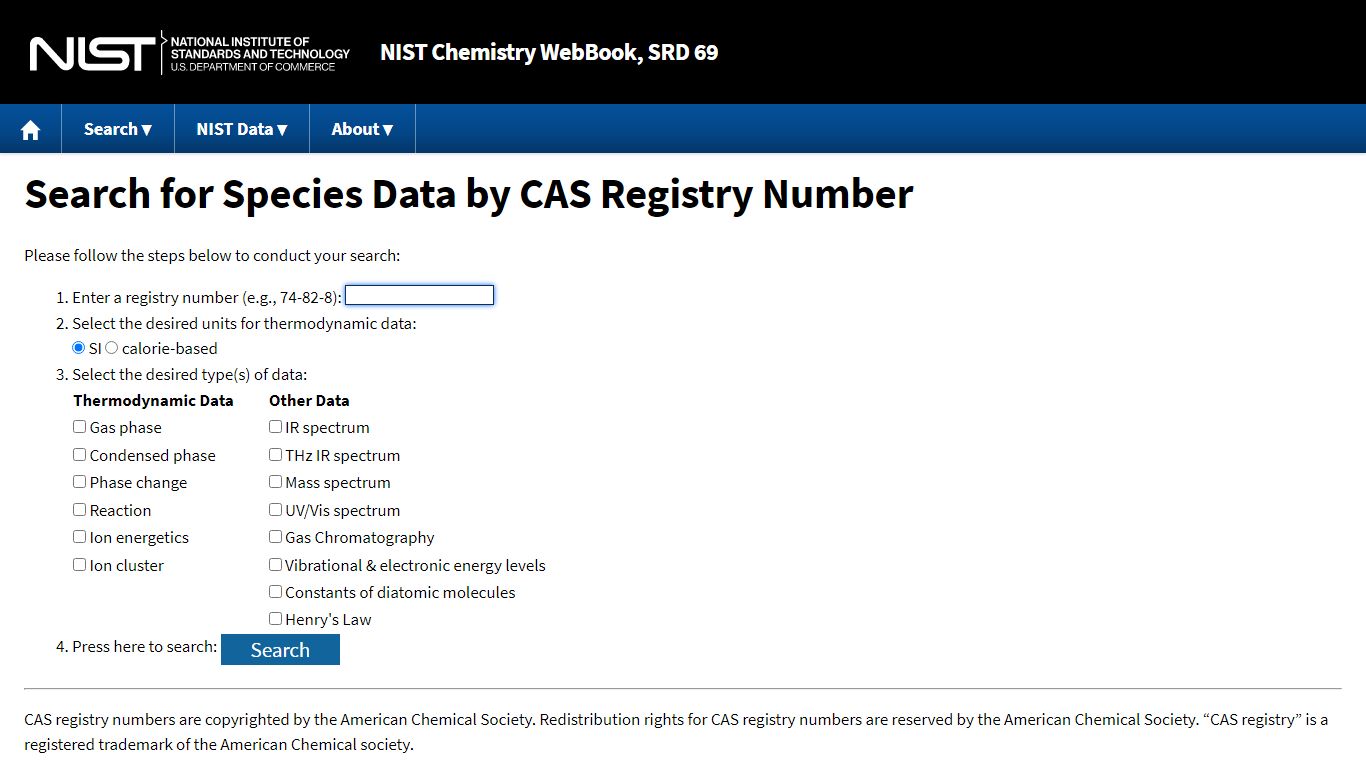 CAS Number Search - NIST